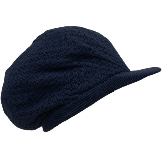 1-010040 Rasta Dreadlocks Cap Tam Hat with Brim (Navy Blue)