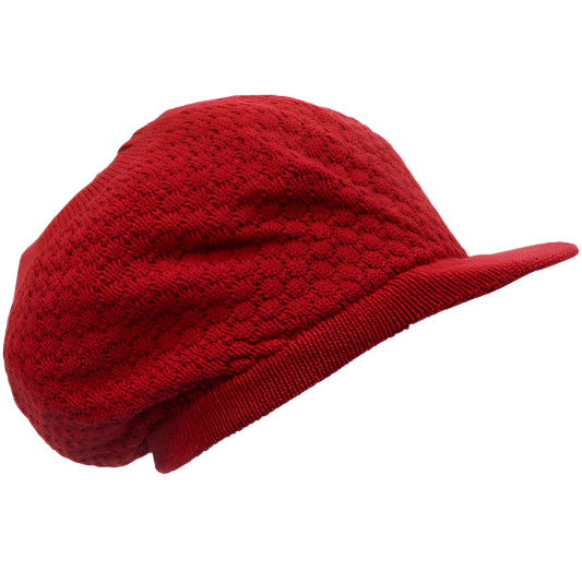1-010046 Rasta Dreadlocks Cap Tam Hat with Brim - Red