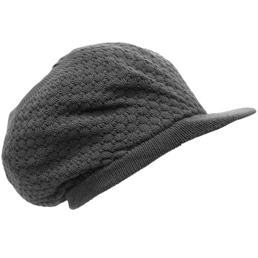 1-010050 Rasta Dreadlocks Cap Tam Hat with Brim - Gray