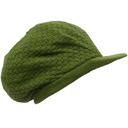 1-010038 Rasta Dreadlocks Cap Tam Hat with Brim (Olive Green)
