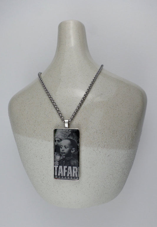 1-10009 *Rastafari Pendant and Chain - H.I.M. - Black and White