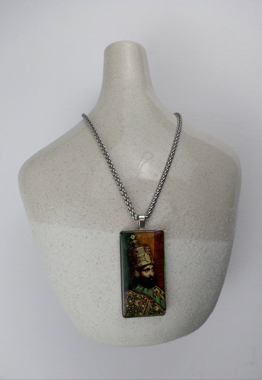 1-10005 *Rastafari Pendant and Chain - His Imperial Majesty / Emperor Haile Selassie I
