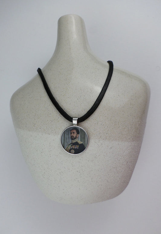 1-10021 *Rastafari Round Pendant and Cord -  Emperor Haile Selassie I