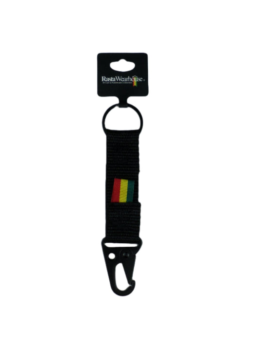 1-20035 *Rastafari HK Clip Webbing Keychain - Black