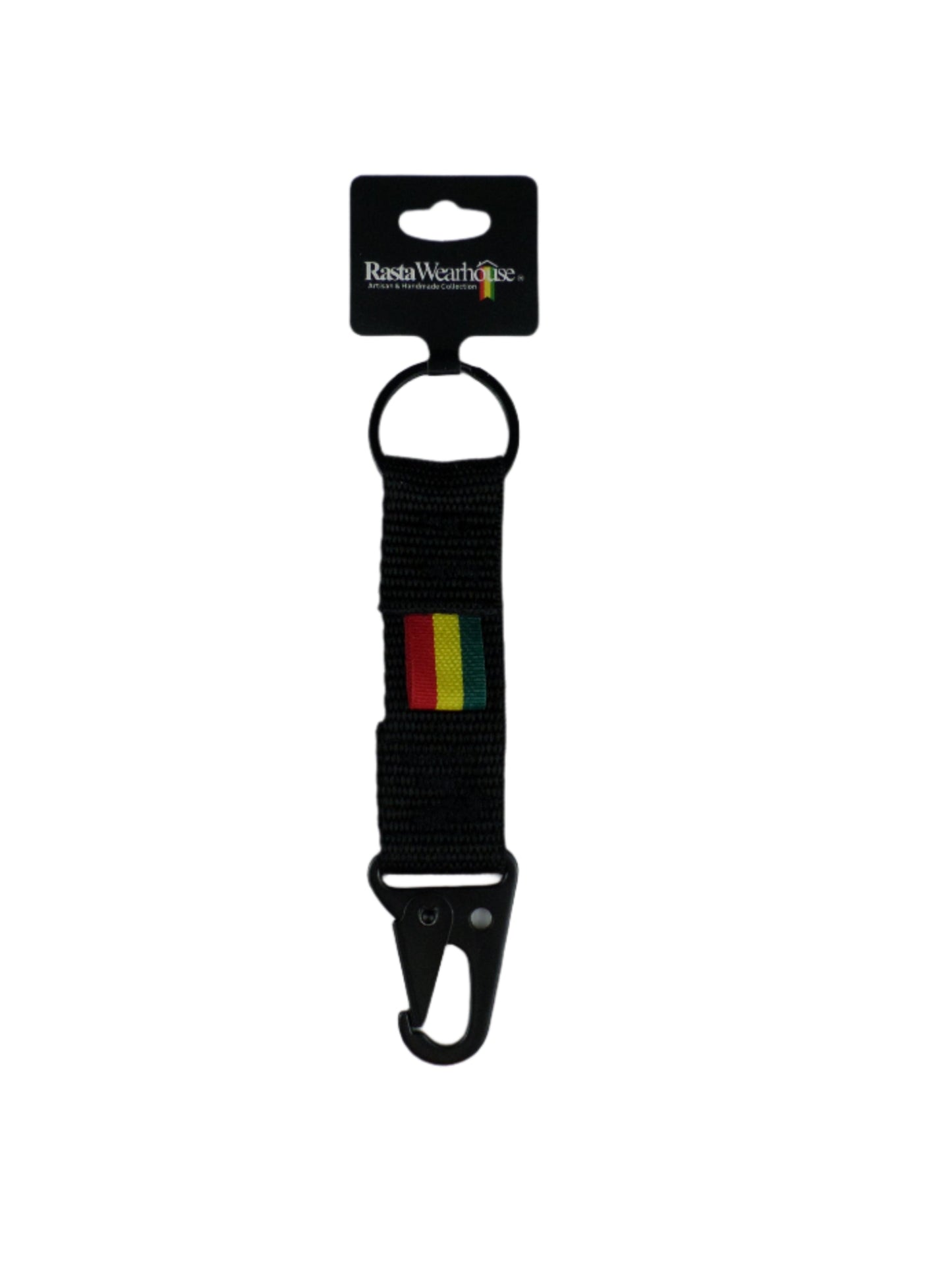 1-20035 *Rastafari HK Clip Webbing Keychain - Black