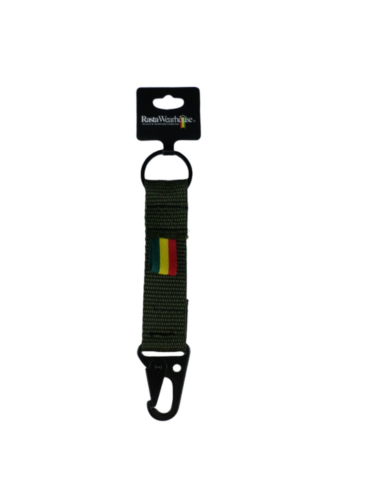 1-20041 *Rastafari HK Clip Webbing Keychain - Army Green