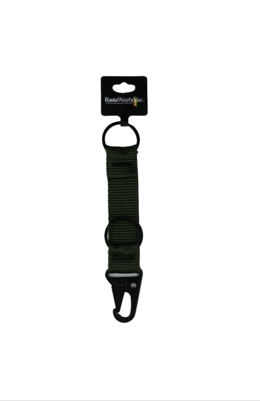 1-20045 *Rastafari HK Clip Webbing Keychain - Solid Army Green