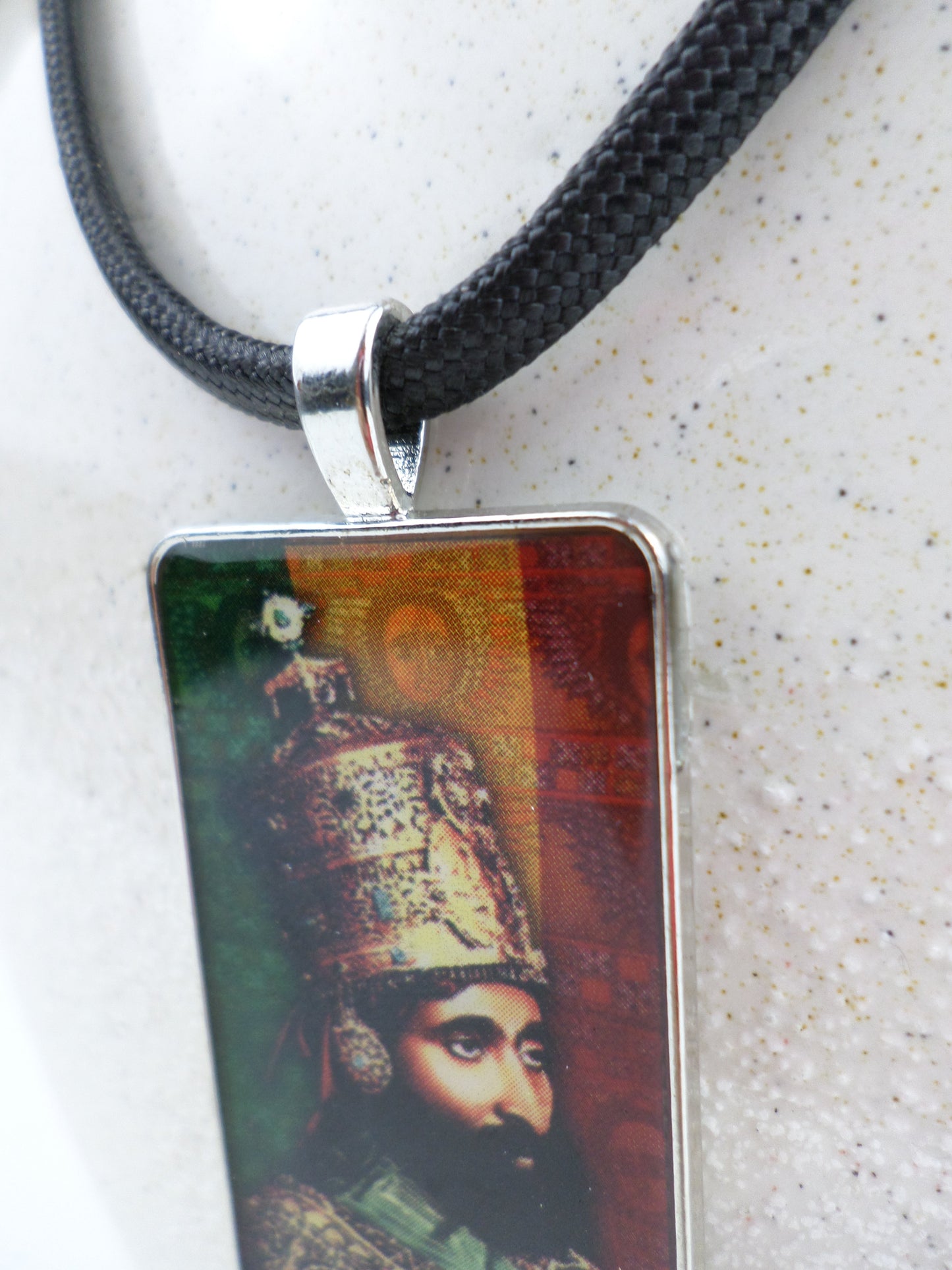 1-10032 *Rastafari Pendant and Cord - His Imperial Majesty / Emperor Haile Selassie I