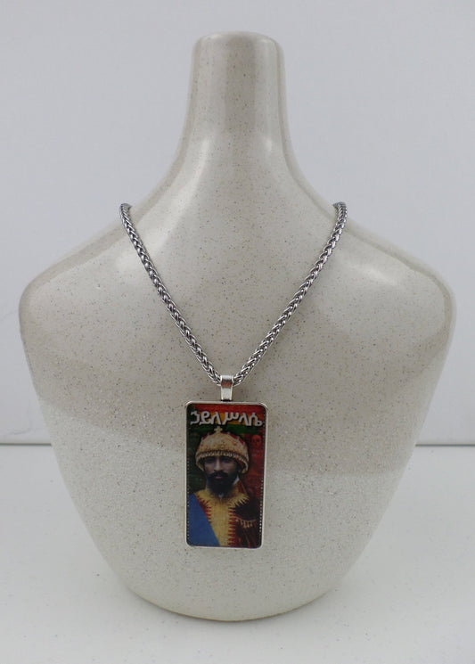1-10013 *Rastafari Pendant and Chain - H.I.M. (His Imperial Majesty) of Ethiopia