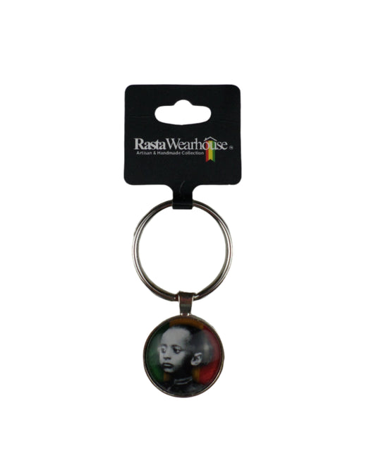 1-20018 *Rastafari Round Keychain with portrait of H.I.M. as a Youth