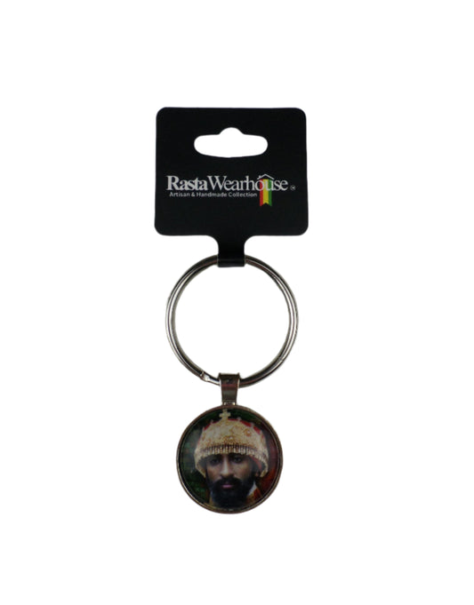 1-20020 *Rastafari Round Keychain with portrait of H.I.M.