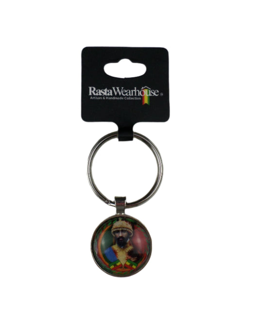 1-20024 *Rastafari Round Keychain with portrait of H.I.M. of Ethiopia