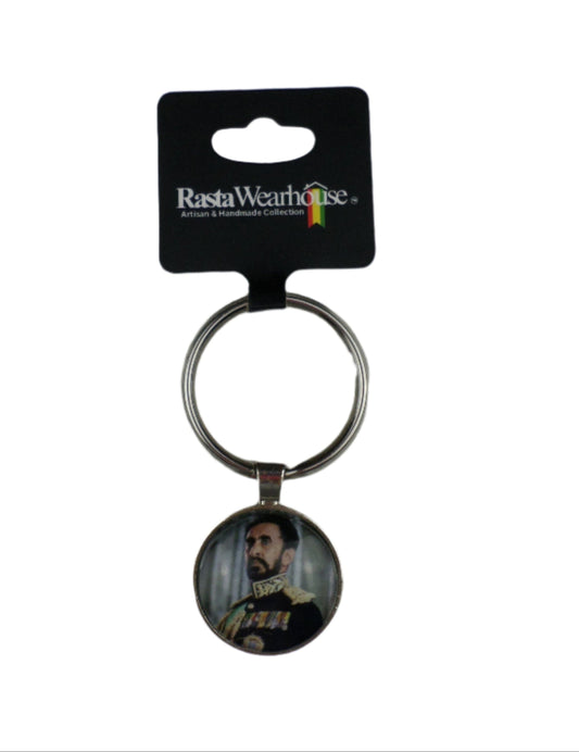 1-20026 *Rastafari Round Keychain with portrait of His Imperial Majesty - Emperor Haile Selassie I