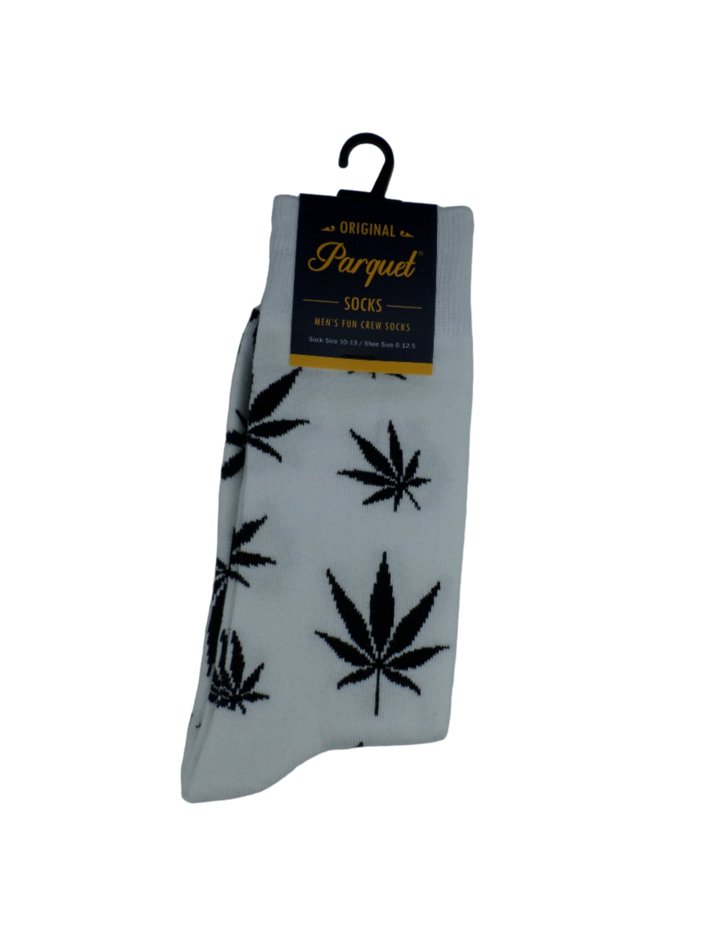 0-10052 Marijuana Leaf Crew Socks - Blk/Wht (Men's)