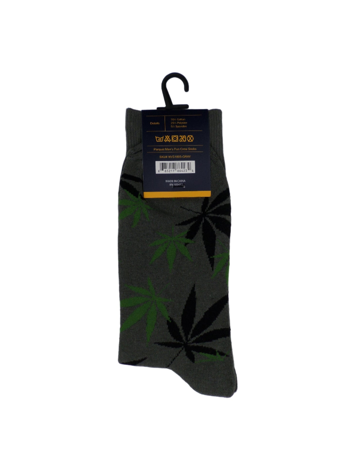 0-10056 Marijuana Leaf Crew Socks - Gry/Blk/Grn (Men's)