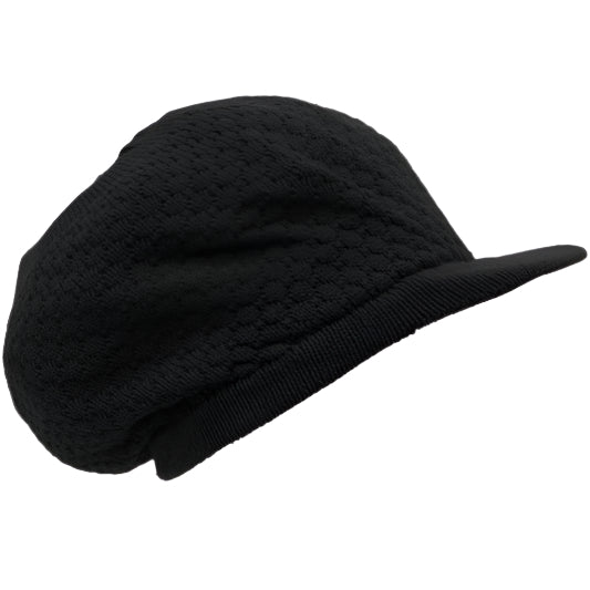 1-010048 Rasta Dreadlocks Cap Tam Hat with Brim - Black