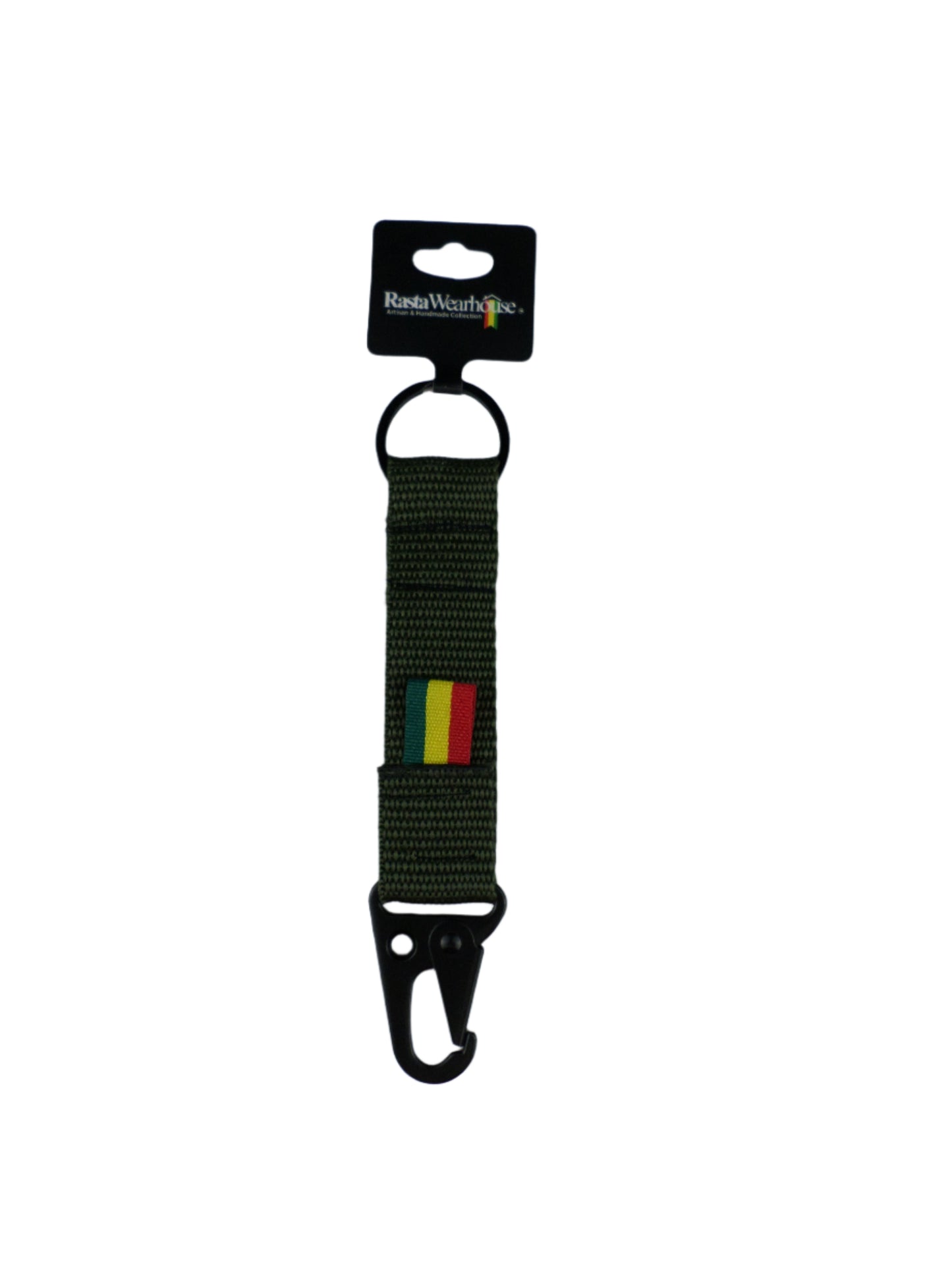 1-20041 *Rastafari HK Clip Webbing Keychain - Army Green