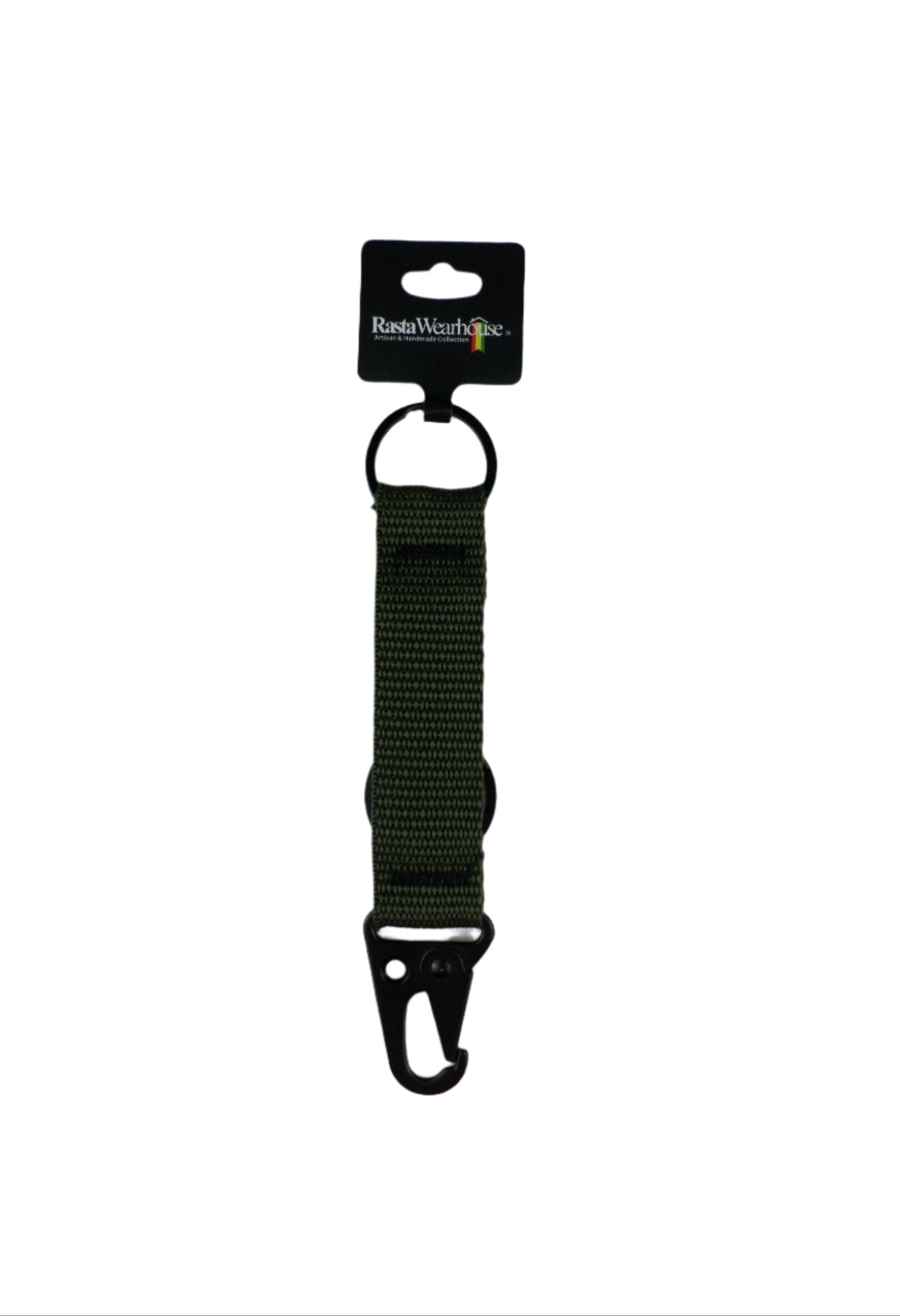 1-20045 *Rastafari HK Clip Webbing Keychain - Solid Army Green