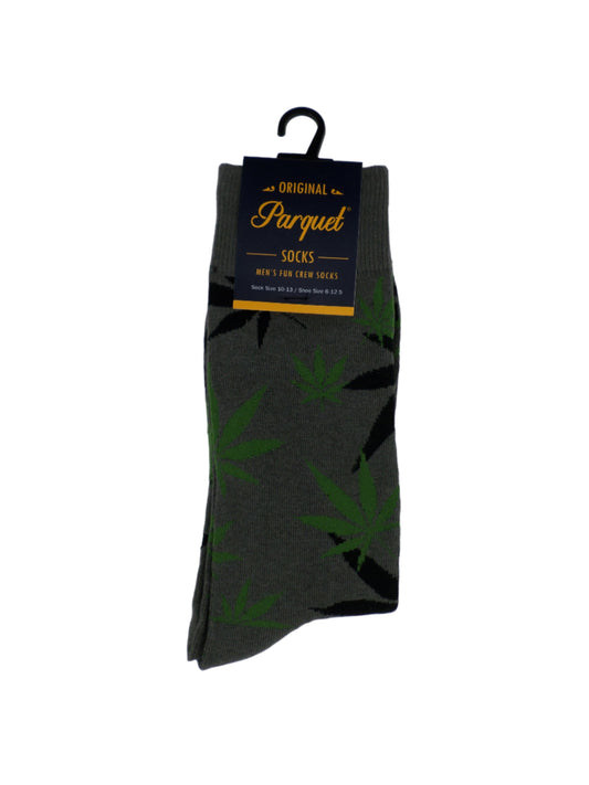 0-10056 Marijuana Leaf Crew Socks - Gry/Blk/Grn  (Men's)