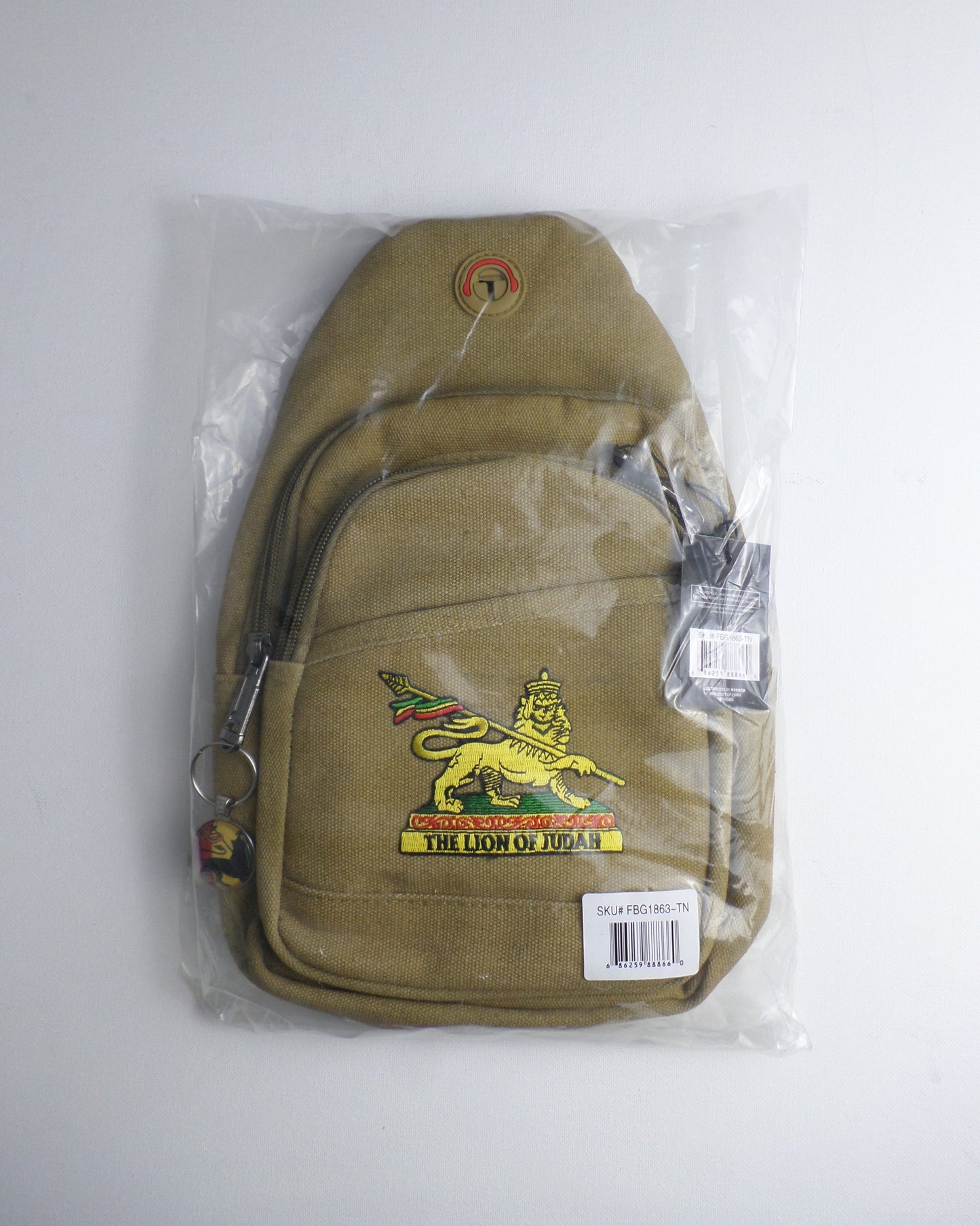 0-10051 The Lion of Judah - Crossbody bag with keychain charm  (Tan)