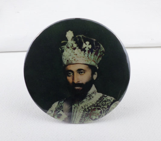 0-10010 Haile Selassie #10  Pin Button - 2.28 inch